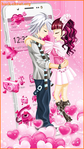 Pink Sweet Lovely Couple Theme screenshot