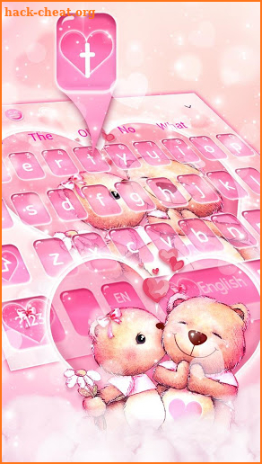 Pink Teddy Couple Love Keyboard Theme screenshot