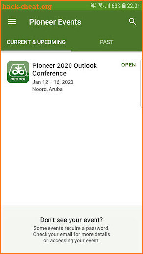 Pioneer Events screenshot