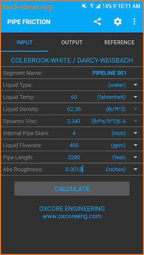 Piping Friction Loss Calculator screenshot