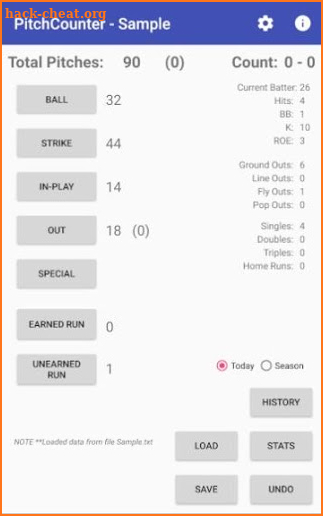 Pitching Counter / Stats Tracker screenshot