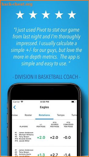 Pivot Basketball Stat Tracker screenshot