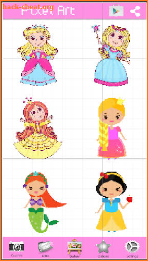 Pixel Art Princess Color By Number Game screenshot