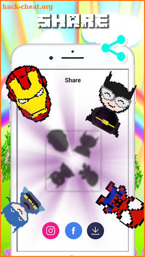 pixelart super heros Coloring by number games screenshot