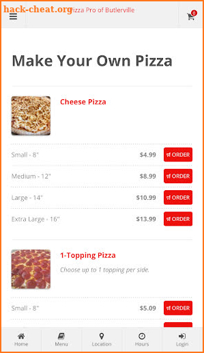 Pizza Pro of Butlerville Online Ordering screenshot