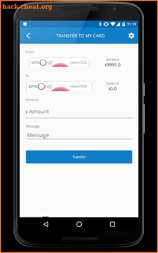 Platinum smiONE Visa Prepaid Card screenshot