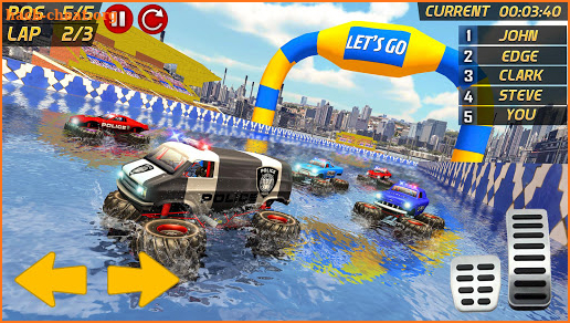 Police Monster Truck Gangster Chase Water Surfing screenshot