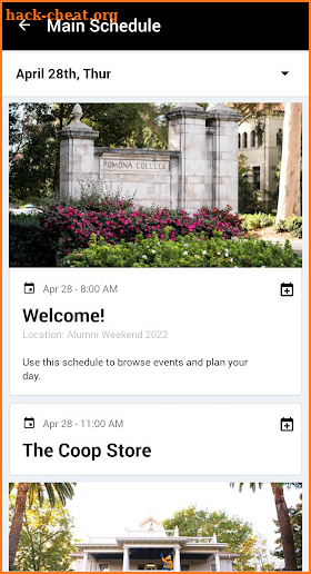 Pomona College Alumni Weekend screenshot