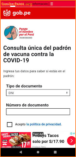 Pongo el Hombro Perú Padrón screenshot