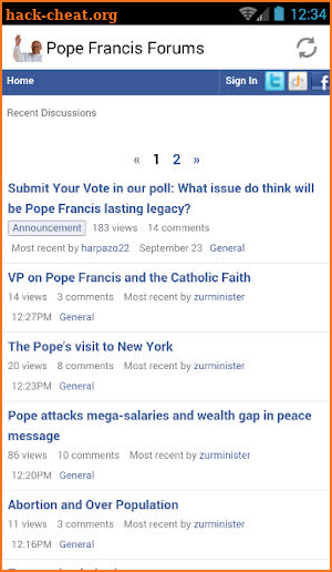 Pope Francis Forums screenshot