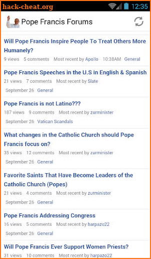 Pope Francis Forums screenshot