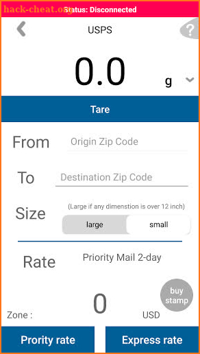 Postal Scale Postage Estimator screenshot