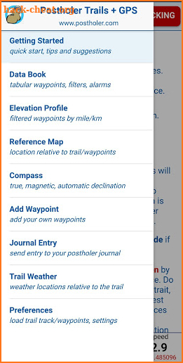 Postholer Trails GPS screenshot