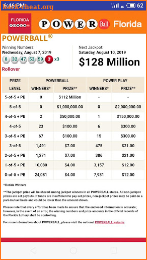 Powerball Florida screenshot