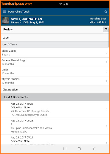 PowerChart Touch screenshot