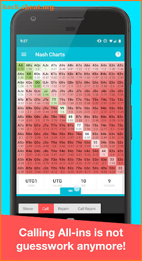 Preflop+ Poker Analytics Calculator w/ Nash Charts screenshot