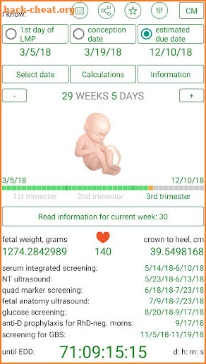 Pregnancy Due Date Calculator and Calendar screenshot