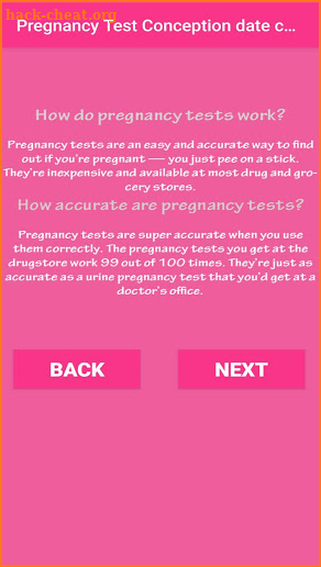 Pregnancy Test Conception Date Calculator screenshot