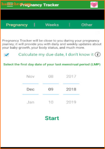 Pregnancy Tracker week by week-due date calculator screenshot