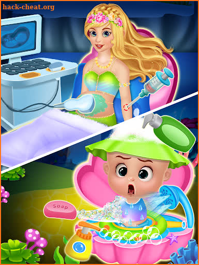 Pregnant mermaid mommy & newborn babysitter game screenshot