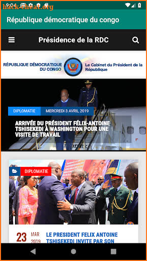 Présidence de la RDC screenshot