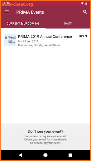 PRIMA Events App screenshot