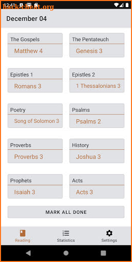 Professor Grant Horner's Bible Reading System screenshot