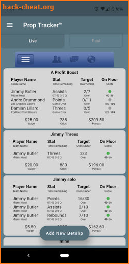 Prop Tracker screenshot