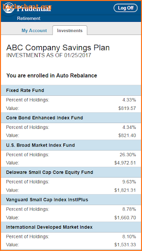 Prudential Retirement screenshot