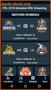 PSL 2018 Schedule and Live Streaming screenshot