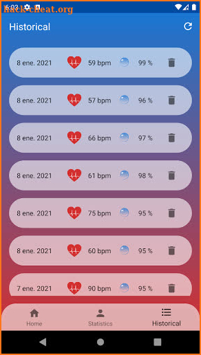 Pulse Oximeter Tracker screenshot