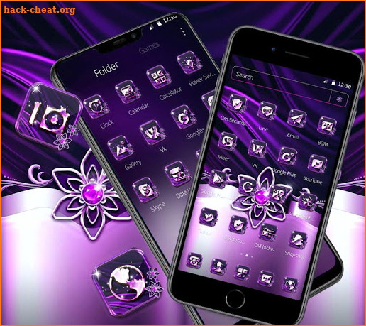 Purple Black Shiny Flower Launcher Theme 🌷 screenshot