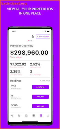 Purple Brick Dividend Tracker screenshot