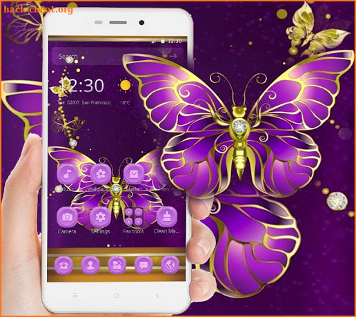 Purple Butterfly Golden Theme screenshot