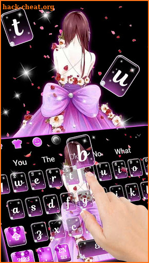 Purple Cute Girl Keyboard Theme screenshot