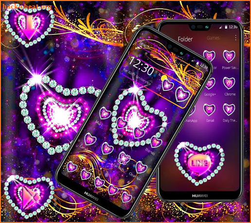 Purple Diamond Heart Theme screenshot