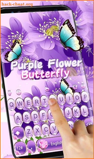 Purple Flower Butterfly Keyboard Theme screenshot