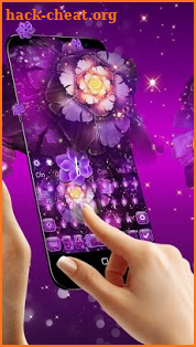 Purple Gorgeous Flowers Neon Keyboard Theme screenshot