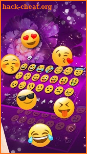 Purple Gorgeous Flowers Neon Keyboard Theme screenshot