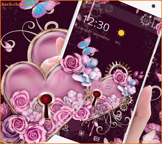 Purple Heart Butterfly Rose Theme screenshot