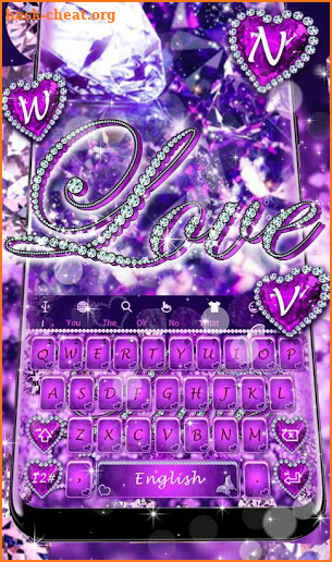 Purple Heart Diamond Love Keyboard Theme screenshot