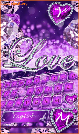 Purple Heart Diamond Love Keyboard Theme screenshot