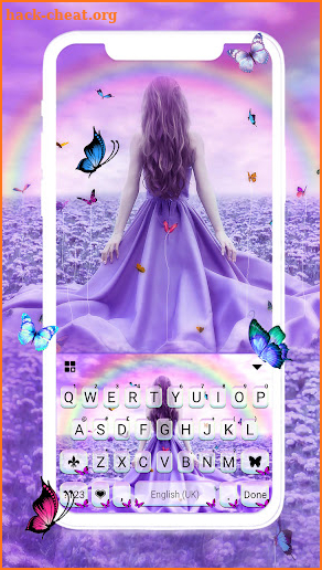 Purple Lavender Girl Keyboard Background screenshot