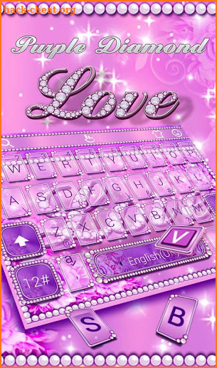 Purple Love Diamond Keyboard Theme screenshot