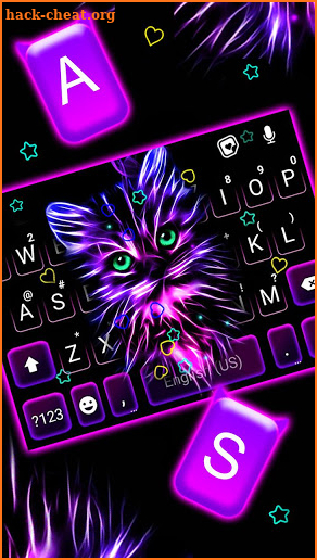 Purple Neon Cat Keyboard Theme screenshot