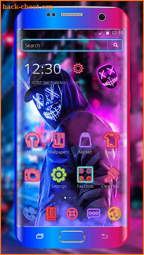 Purple Neon Mask Man Theme screenshot