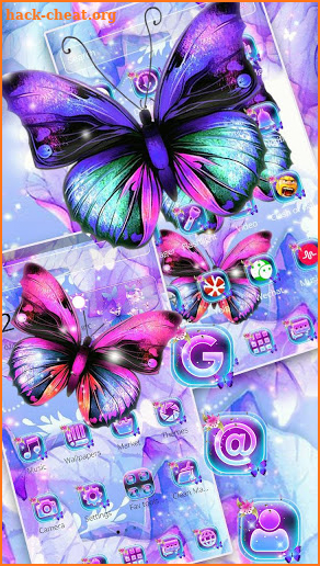 Purple Neon Shining Butterfly Theme screenshot