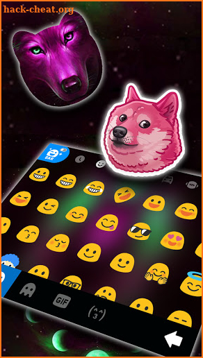 Purple Night Wolf Keyboard Background screenshot