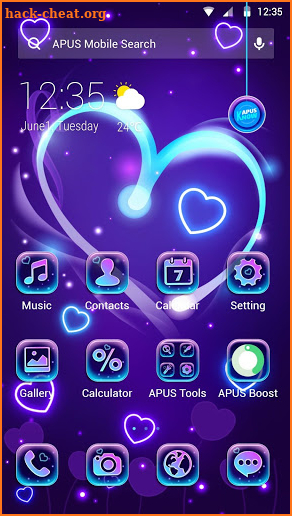 Purple romantic love APUS Launcher theme screenshot