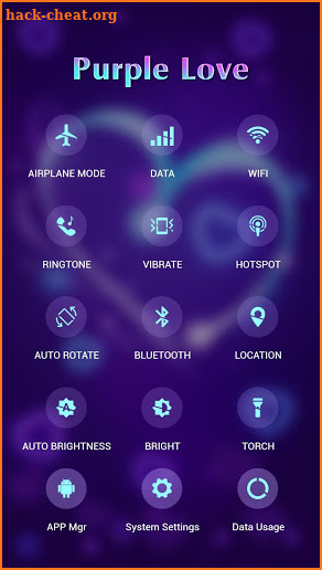 Purple romantic love APUS Launcher theme screenshot